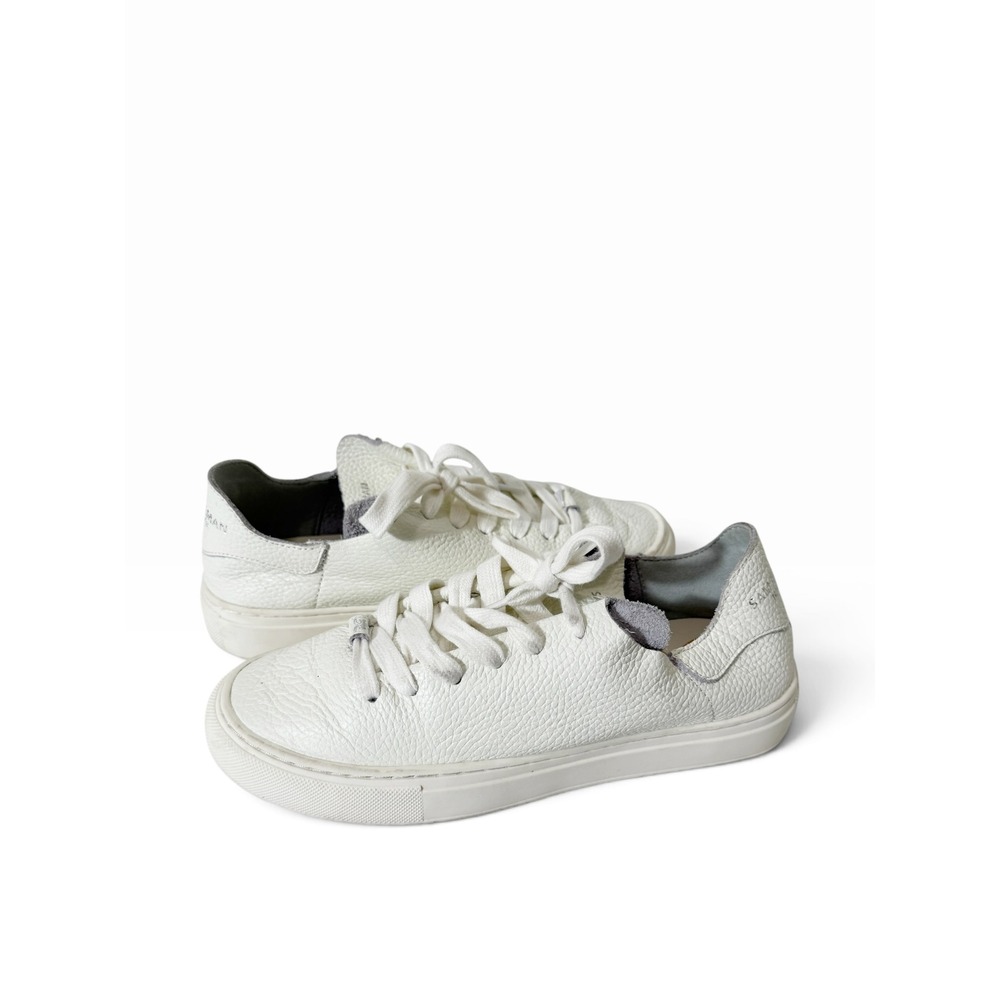 Sam Edelman Womens Poppy White Pebbled Leather Low Top Platform Sneaker Size 6